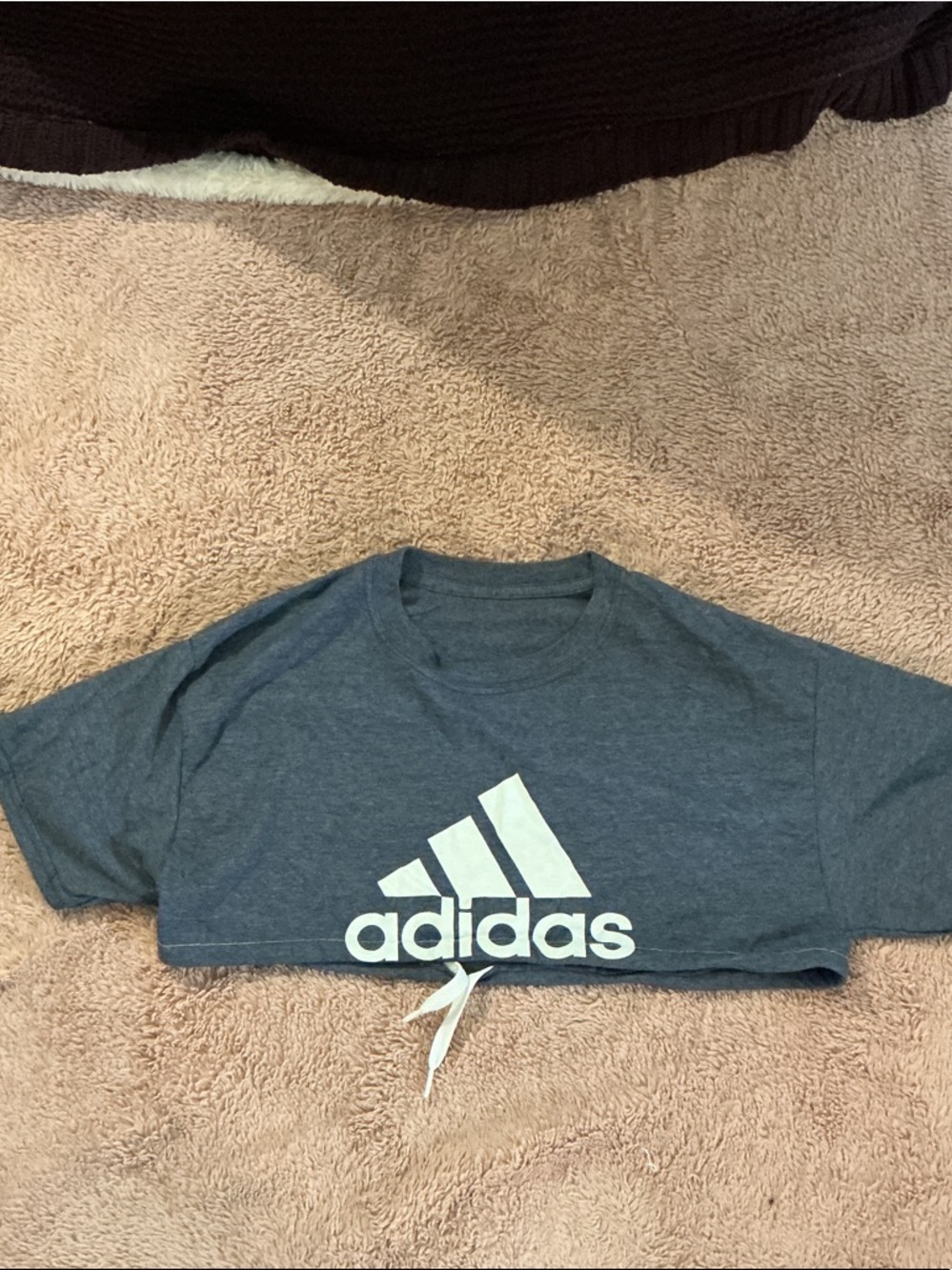 Adidas Women's Blue Cropped Logo Tee with ties